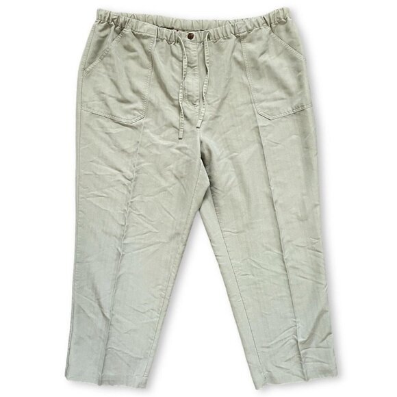 Caribbean Joe Let Go Wide Leg Pant Women Sz 1X Plus Sage Green Beach Pull On - Picture 1 of 11